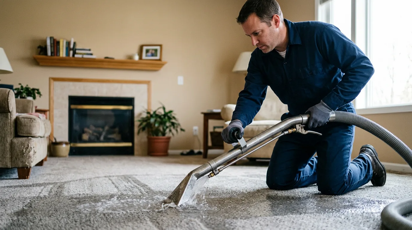 Water damage restoration technician working near Ridgefield Park, NJ